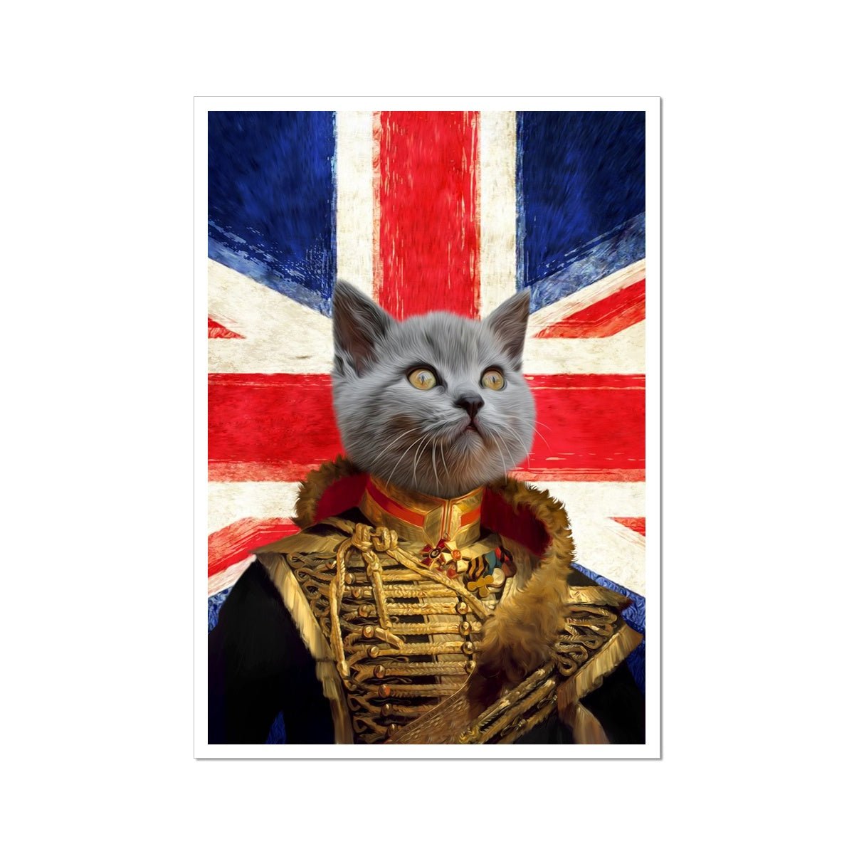 The Colonel British Flag Edition: Custom Pet Poster - Paw & Glory - Dog Portraits - Pet Portraits