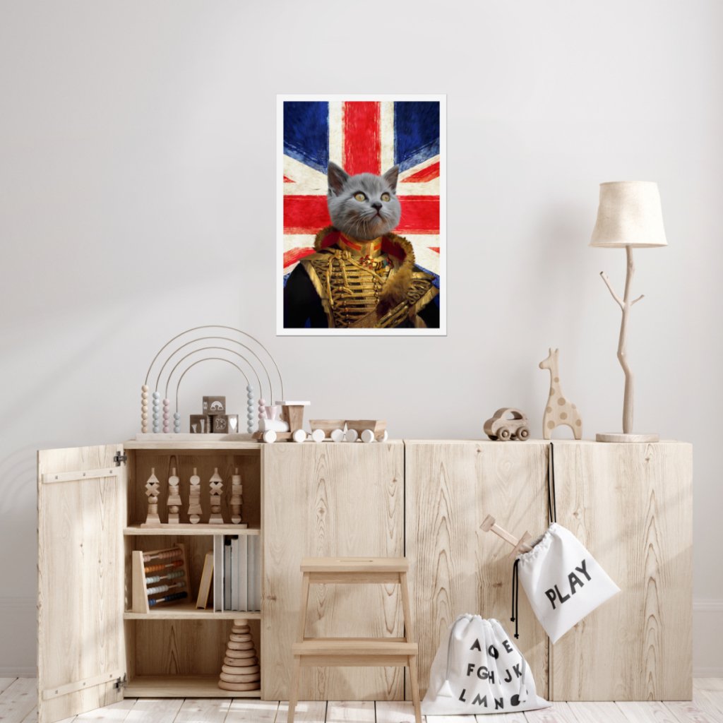 The Colonel British Flag Edition: Custom Pet Poster - Paw & Glory - Dog Portraits - Pet Portraits