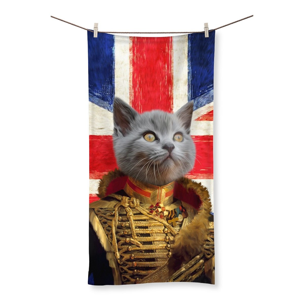 The Colonel British Flag Edition: Custom Pet Towel - Paw & Glory - Dog Portraits - Pet Portraits