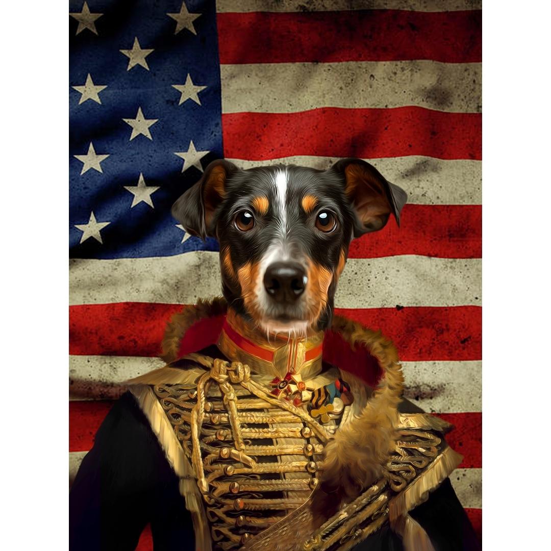 The Colonel USA Flag Edition: Custom Digital Download Pet Portrait - Paw & Glory - Dog Portraits - Pet Portraits