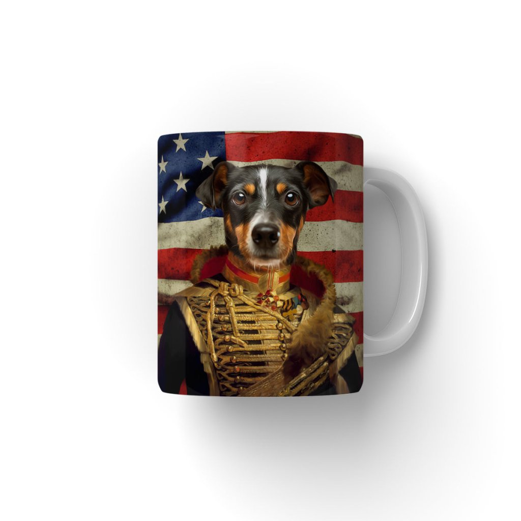 The Colonel USA Flag Edition: Custom Pet Coffee Mug - Paw & Glory - Dog Portraits - Pet Portraits