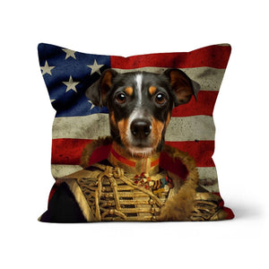 The Colonel USA Flag Edition: Custom Pet Pillow - Paw & Glory - Dog Portraits - Pet Portraits