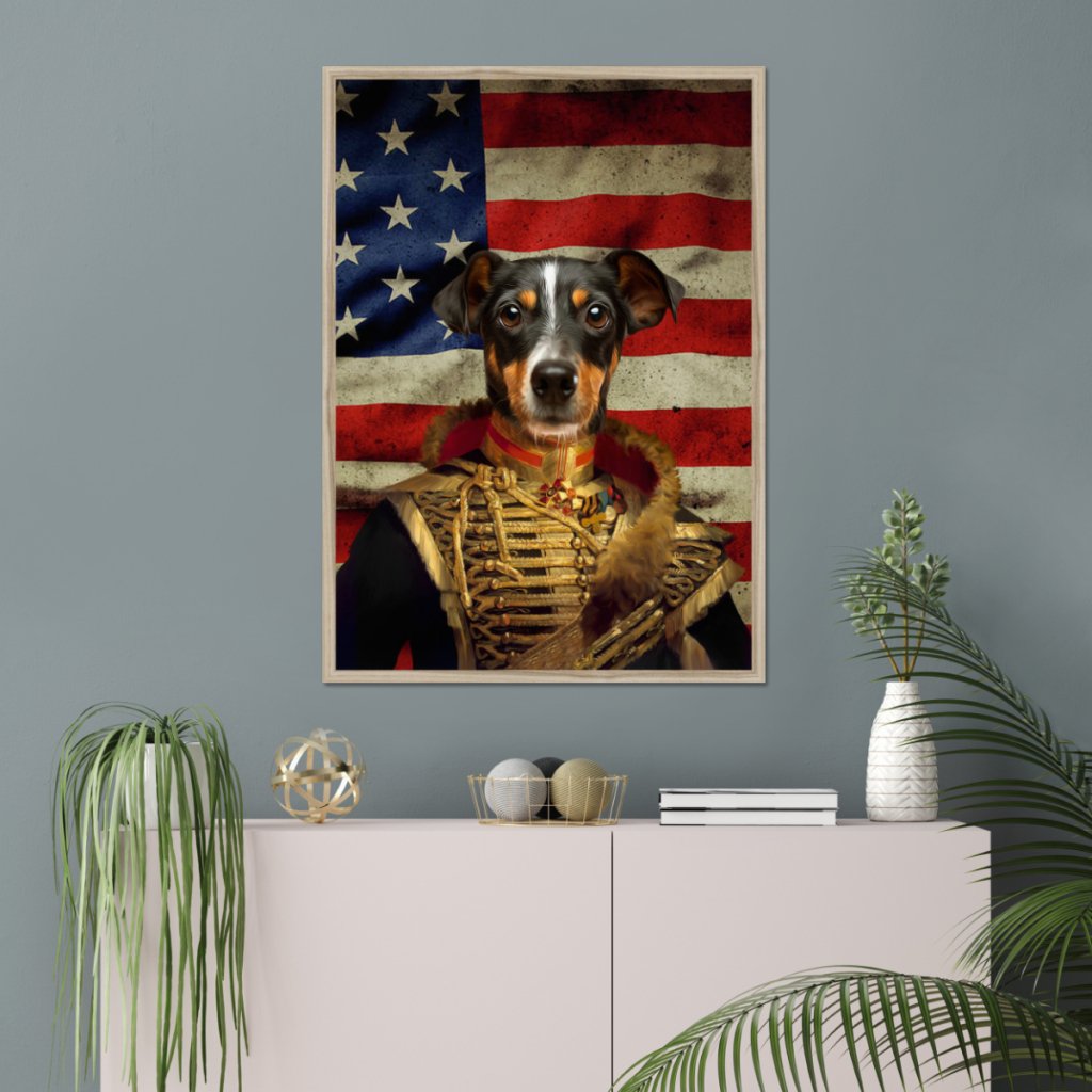 The Colonel USA Flag Edition: Custom Pet Portrait - Paw & Glory - Dog Portraits - Pet Portraits