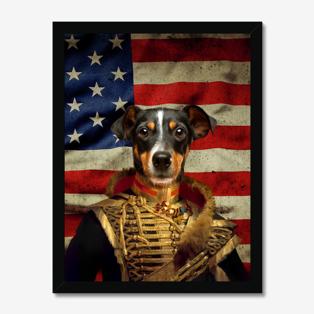 The Colonel USA Flag Edition: Custom Pet Portrait - Paw & Glory - Dog Portraits - Pet Portraits