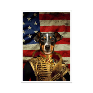 The Colonel USA Flag Edition: Custom Pet Poster - Paw & Glory - Dog Portraits - Pet Portraits