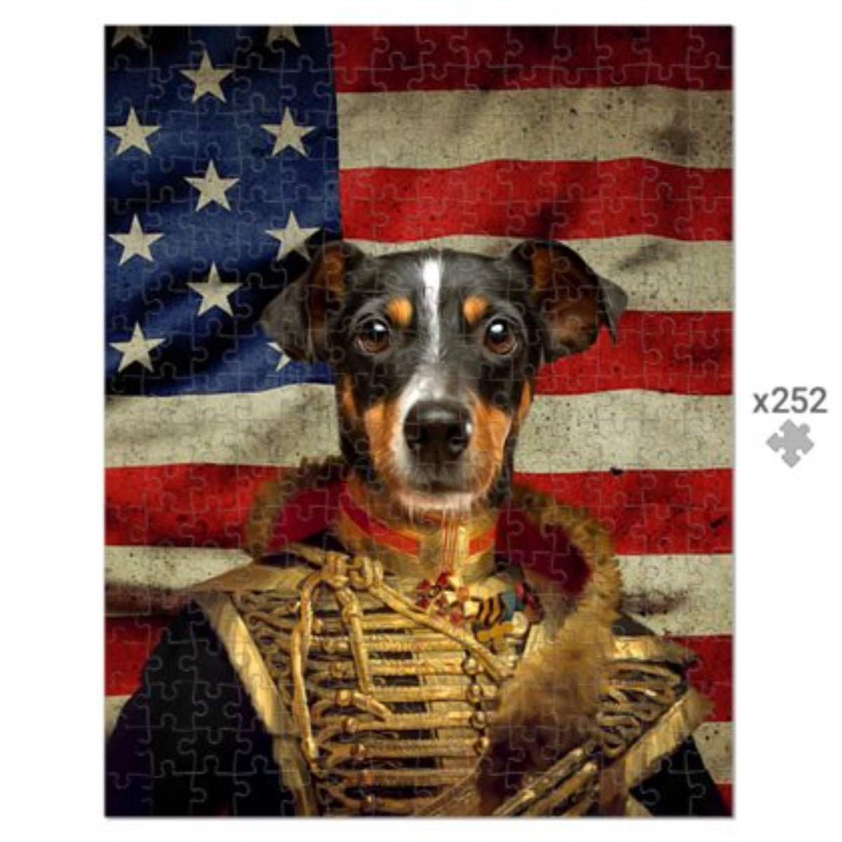 The Colonel USA Flag Edition: Custom Pet Puzzle - Paw & Glory - Dog Portraits - Pet Portraits