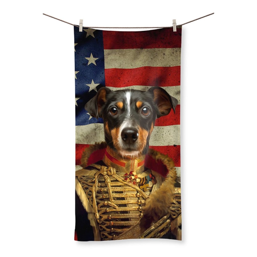 The Colonel USA Flag Edition: Custom Pet Towel - Paw & Glory - Dog Portraits - Pet Portraits