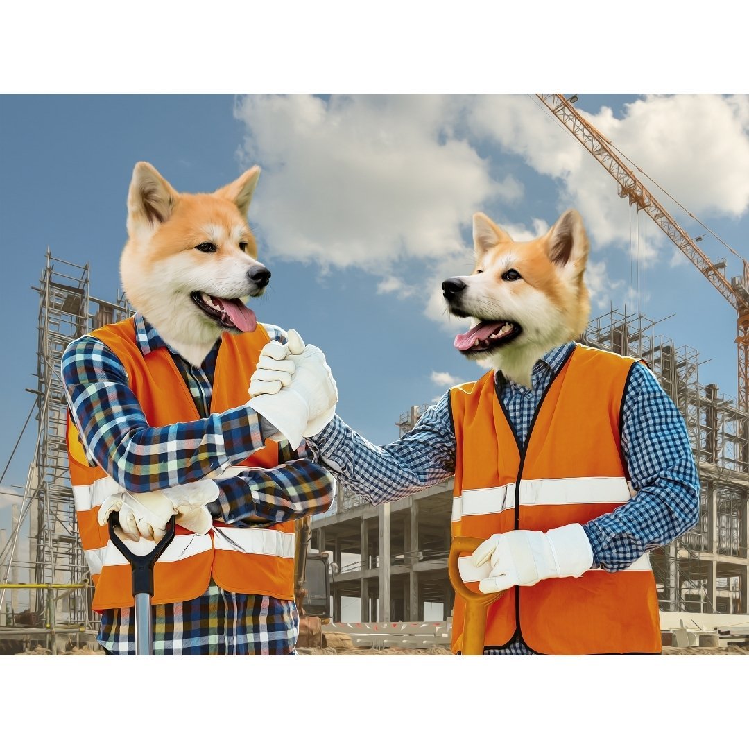 The Construction Workmates: Custom Digital Download Pet Portrait - Paw & Glory - Dog Portraits - Pet Portraits