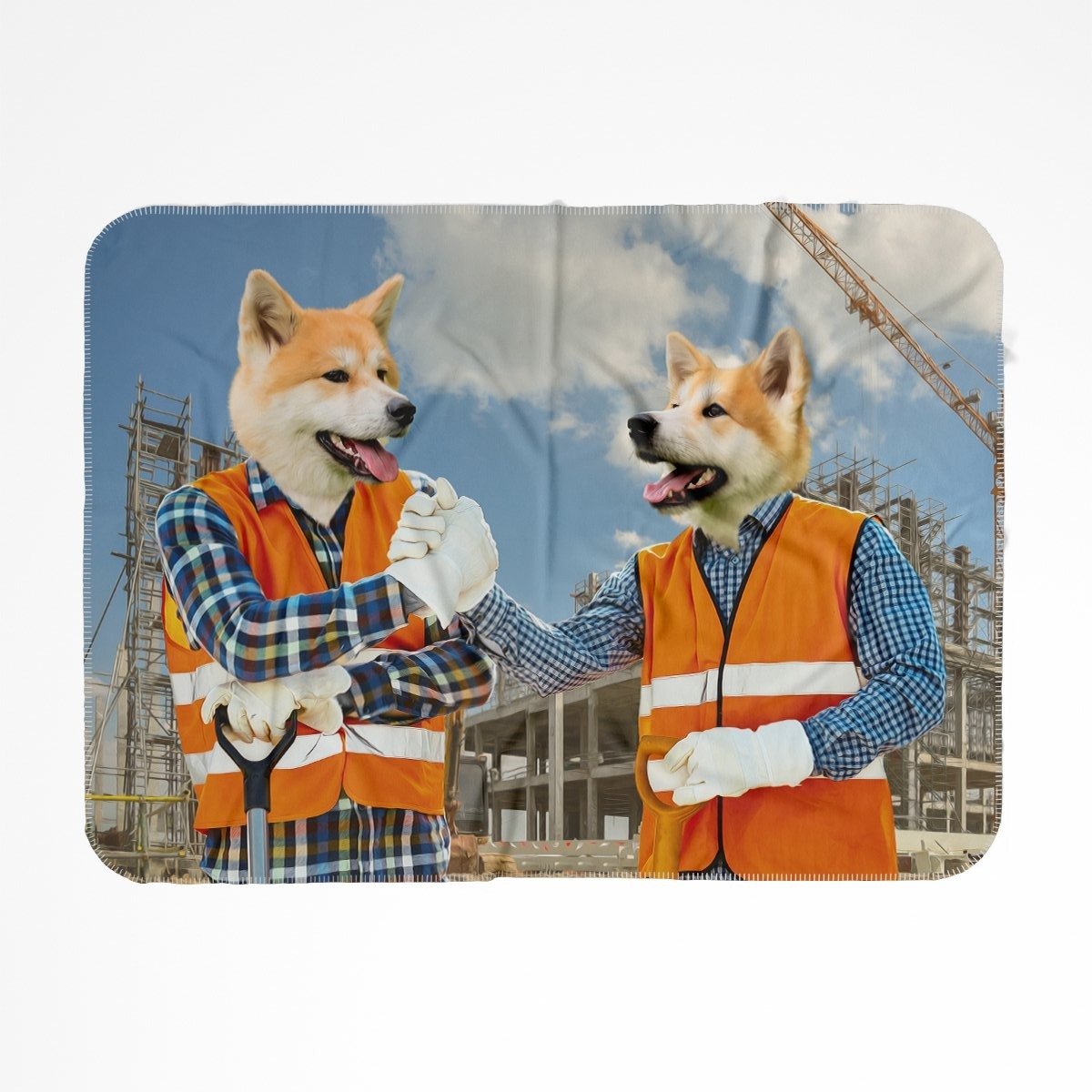 The Construction Workmates: Custom Pet Blanket - Paw & Glory - Dog Portraits - Pet Portraits