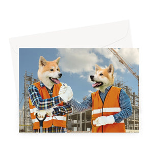 The Construction Workmates: Custom Pet Greeting Card - Paw & Glory - Dog Portraits - Pet Portraits