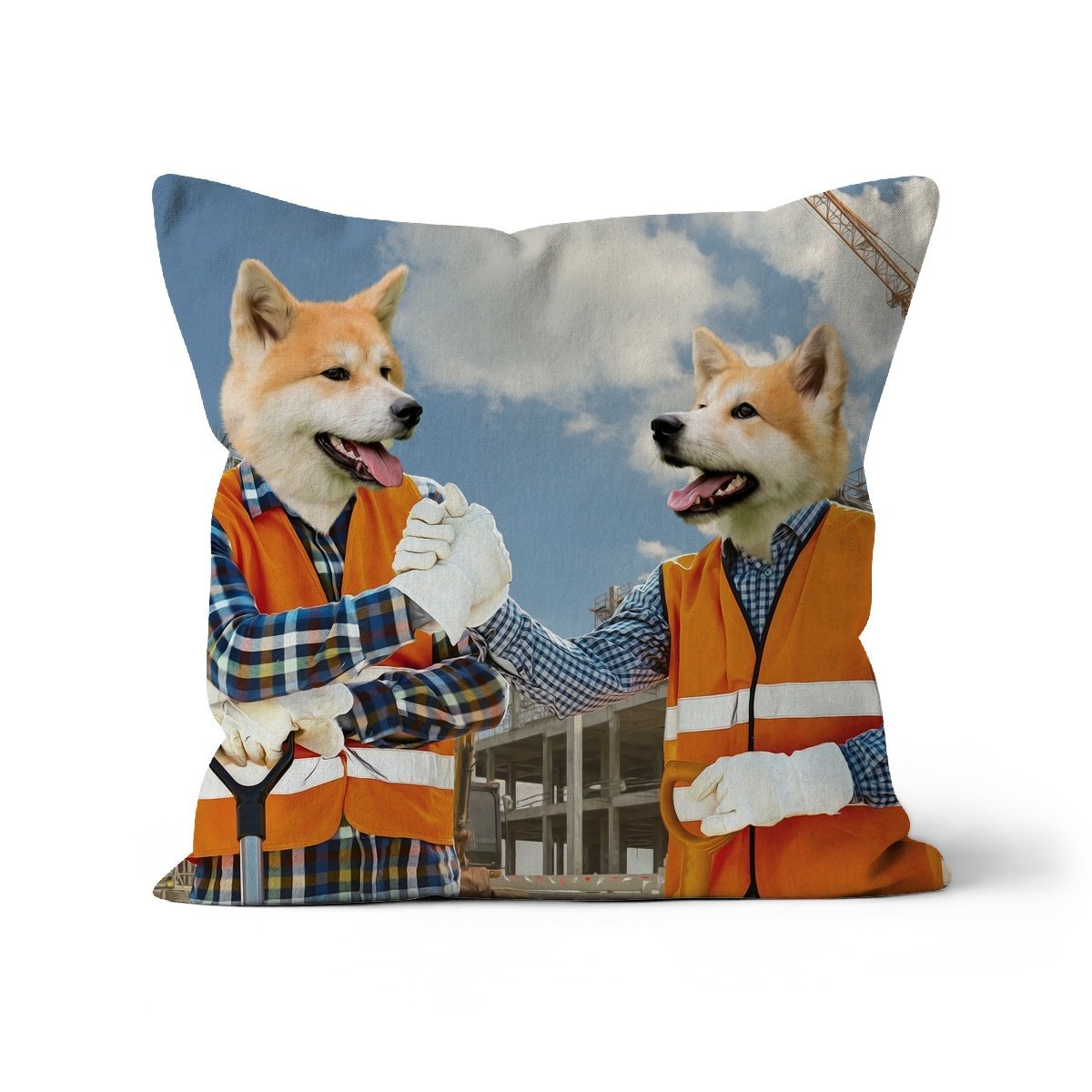 The Construction Workmates: Custom Pet Pillow - Paw & Glory - Dog Portraits - Pet Portraits