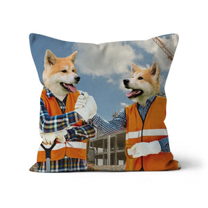 The Construction Workmates: Custom Pet Pillow - Paw & Glory - Dog Portraits - Pet Portraits