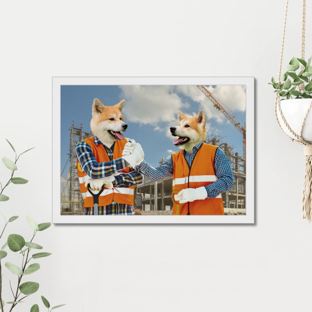 The Construction Workmates: Custom Pet Portrait - Paw & Glory - Dog Portraits - Pet Portraits