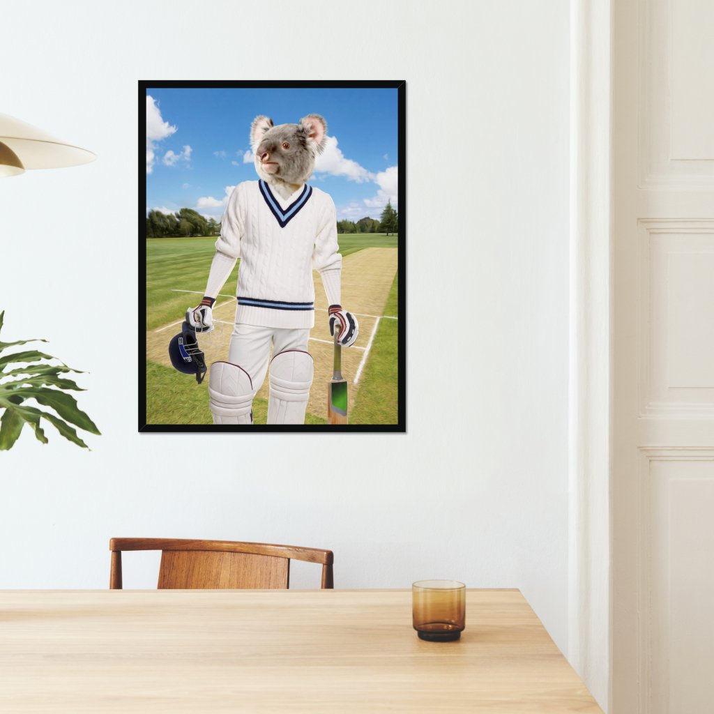 The Cricket Prodigy: Animal Art Framed Portrait - Paw & Glory - Dog Portraits - Pet Portraits