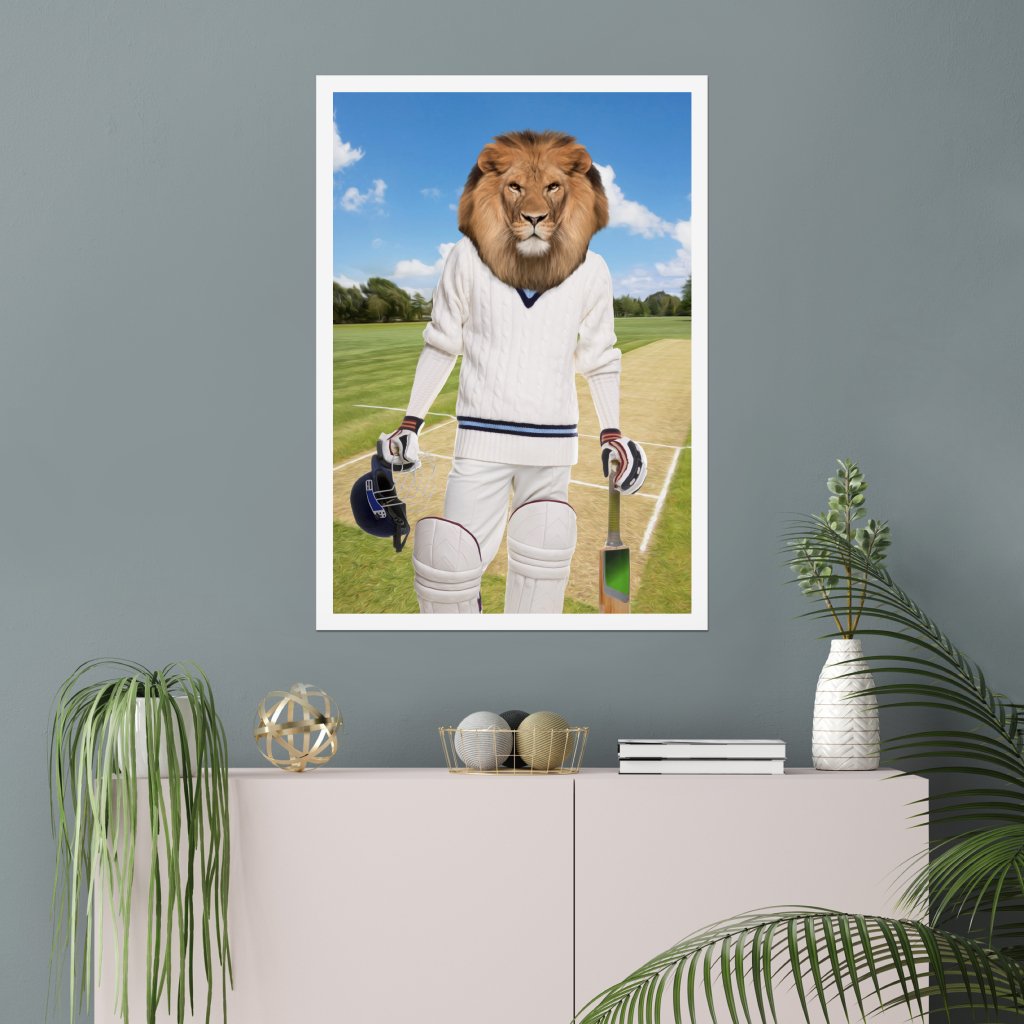 The Cricket Prodigy: Animal Art Poster - Paw & Glory - Dog Portraits - Pet Portraits