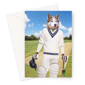 The Cricket Prodigy: Custom Pet Greeting Card - Paw & Glory - Dog Portraits - Pet Portraits