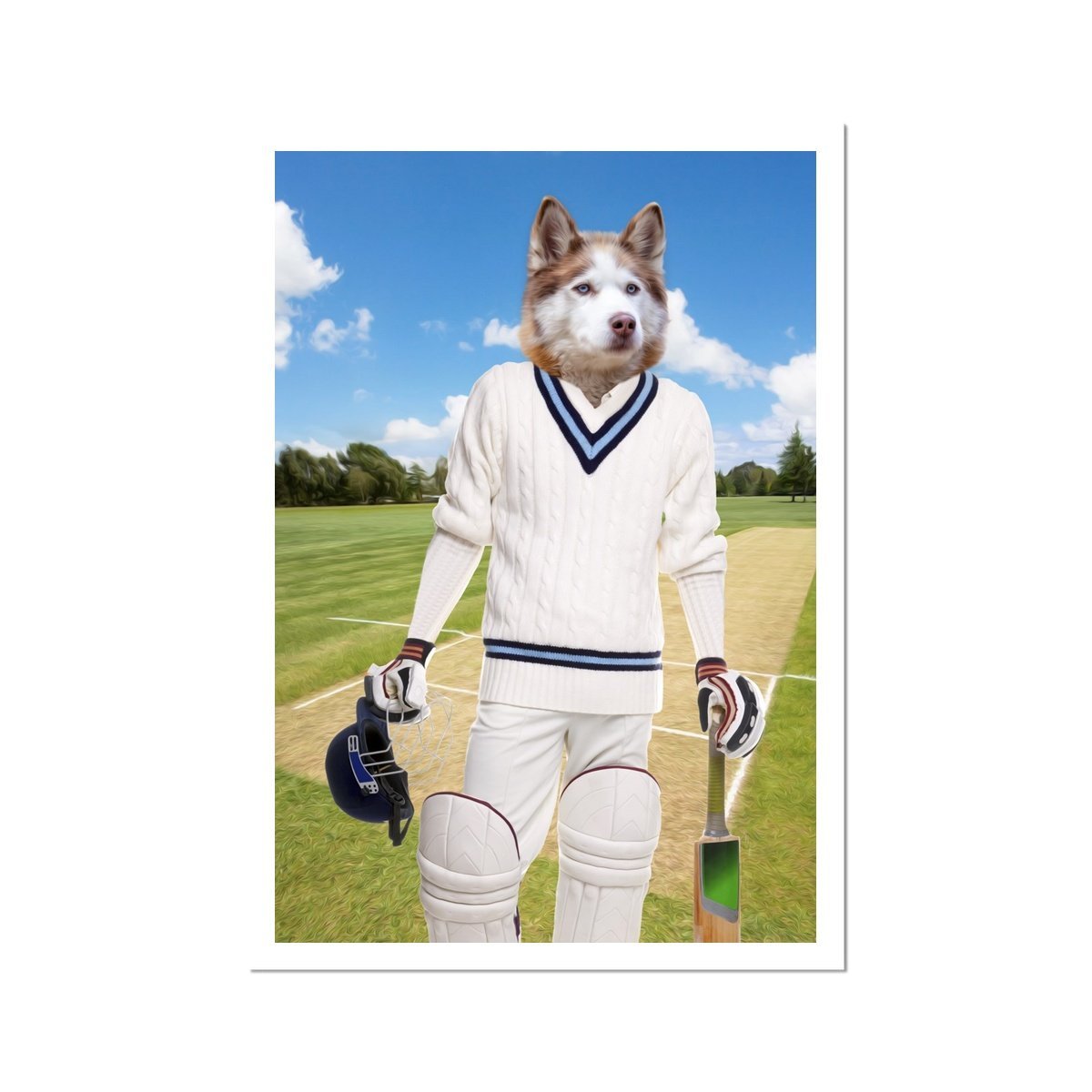 The Cricket Prodigy: Custom Pet Poster - Paw & Glory - Dog Portraits - Pet Portraits