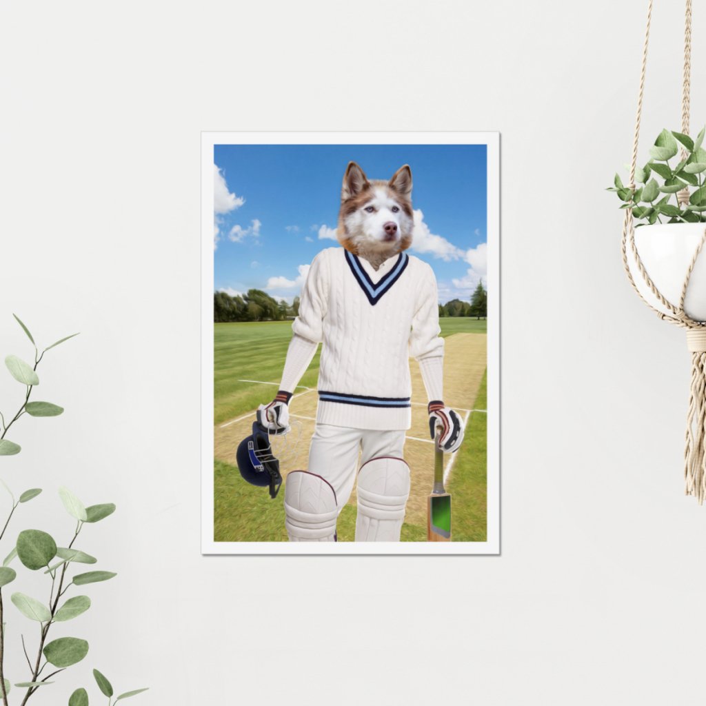 The Cricket Prodigy: Custom Pet Poster - Paw & Glory - Dog Portraits - Pet Portraits