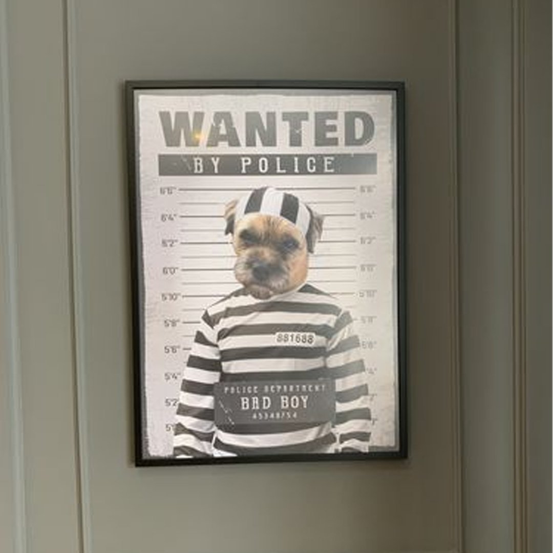 The Criminal: Custom Pet Portrait - Paw & Glory - Dog Portraits - Pet Portraits