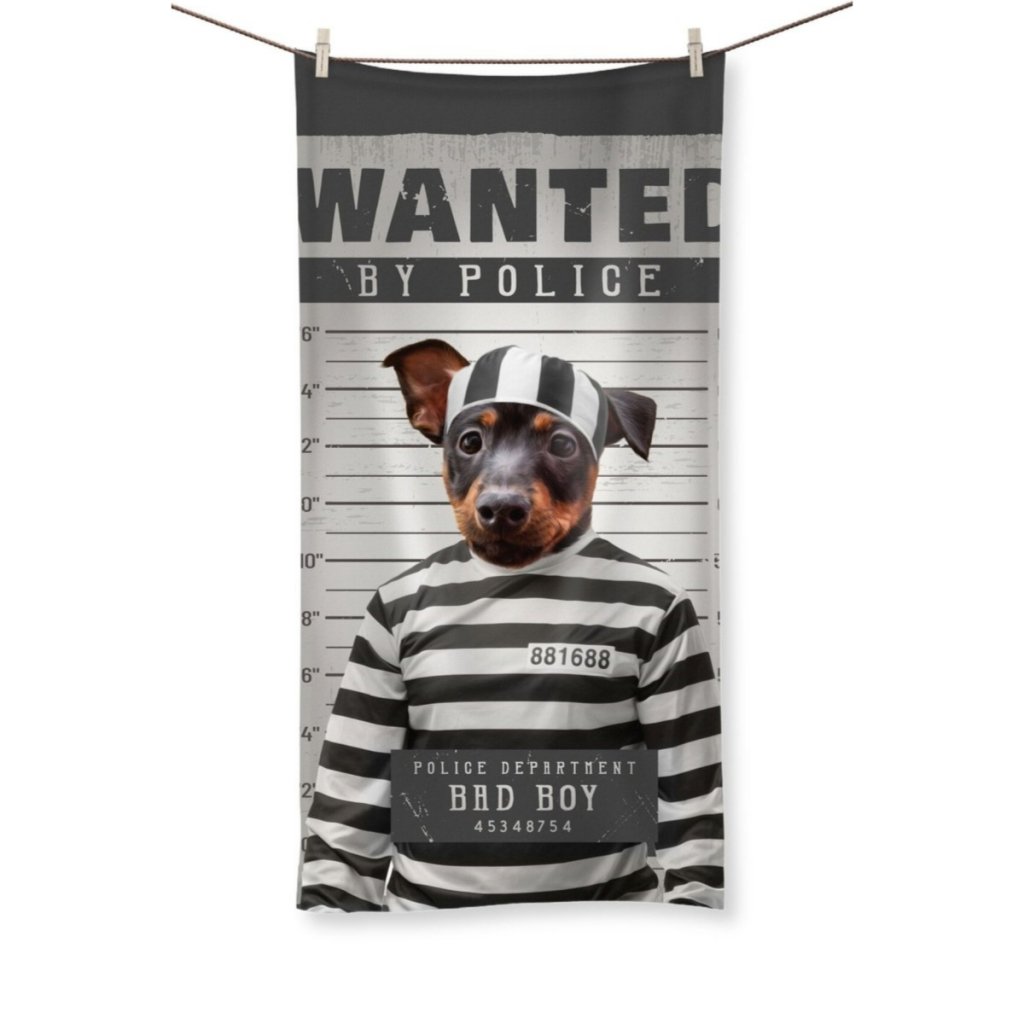 The Criminal: Custom Pet Towel - Paw & Glory - Dog Portraits - Pet Portraits