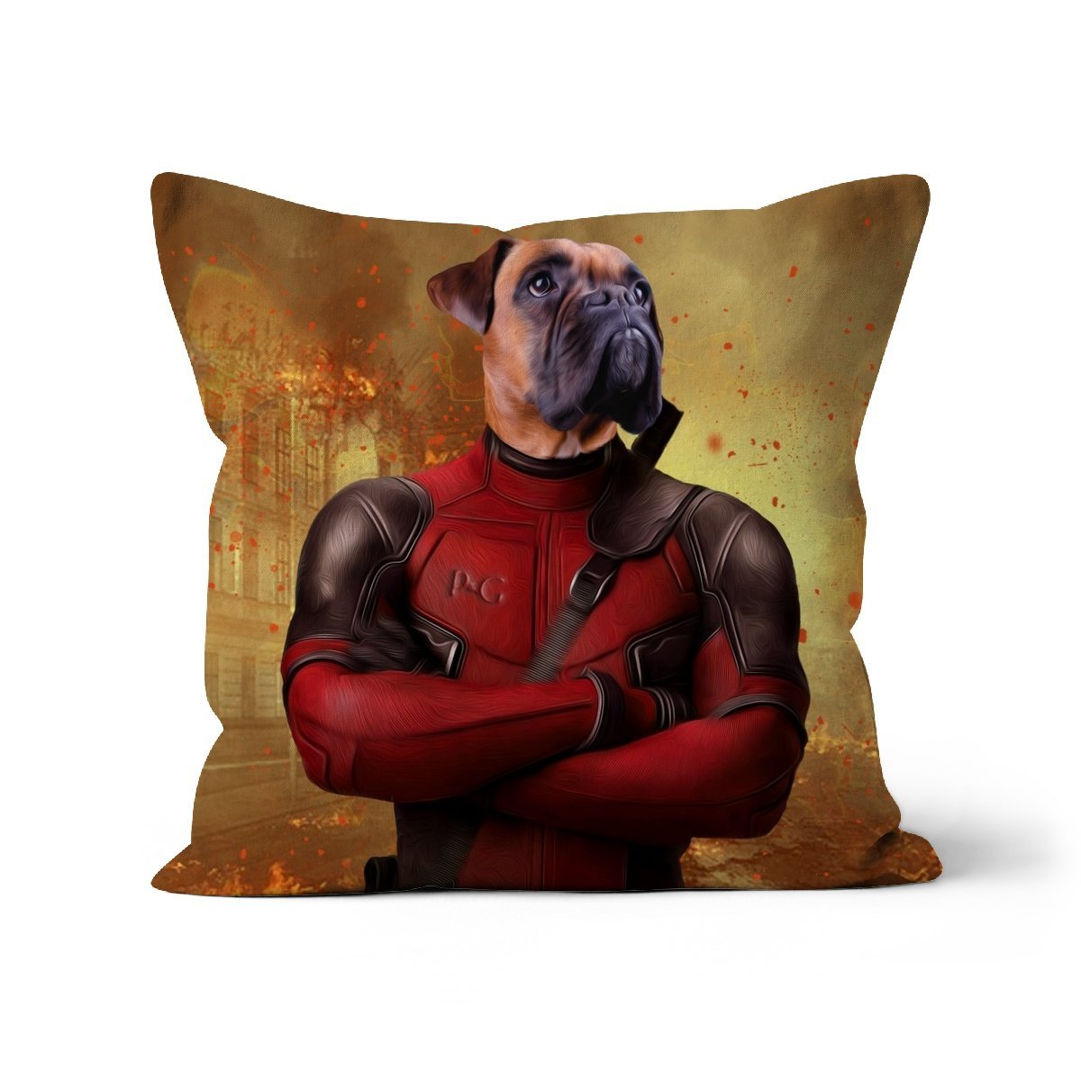 The Deadpawl: Custom Pet Pillow - Paw & Glory - Dog Portraits - Pet Portraits