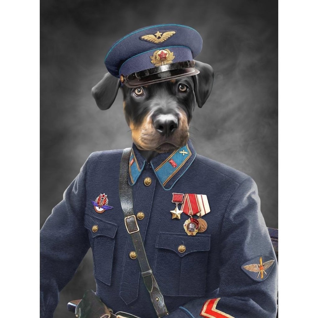 The Decorated Soldier: Custom Digital Download Pet Portrait - Paw & Glory - Dog Portraits - Pet Portraits