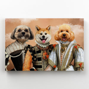 The Dignified 3: Custom Pet Canvas - Paw & Glory - Dog Portraits - Pet Portraits