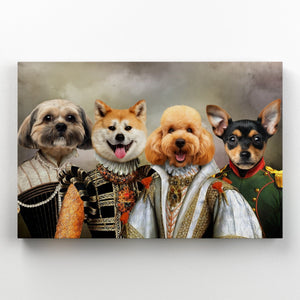 The Dignified 4: Custom Pet Canvas - Paw & Glory - Dog Portraits - Pet Portraits