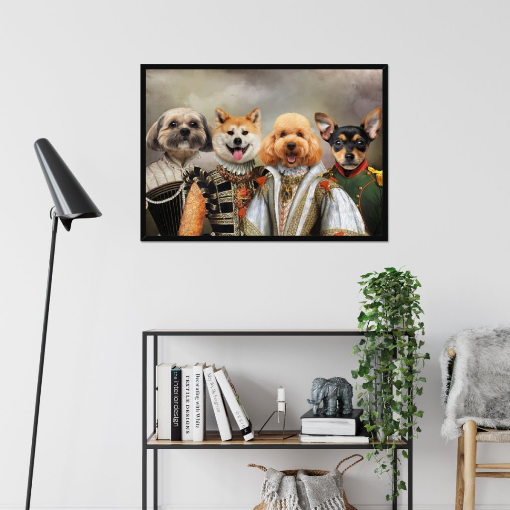 The Dignified 4: Custom Pet Portrait - Paw & Glory - Dog Portraits - Pet Portraits