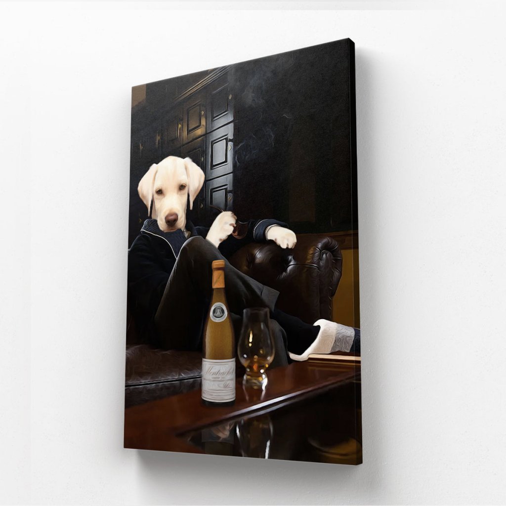 The Don with Cigar: Custom Pet Canvas - Paw & Glory - Dog Portraits - Pet Portraits