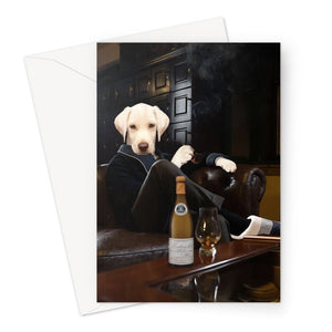 The Don with Cigar: Custom Pet Greeting Card - Paw & Glory - Dog Portraits - Pet Portraits