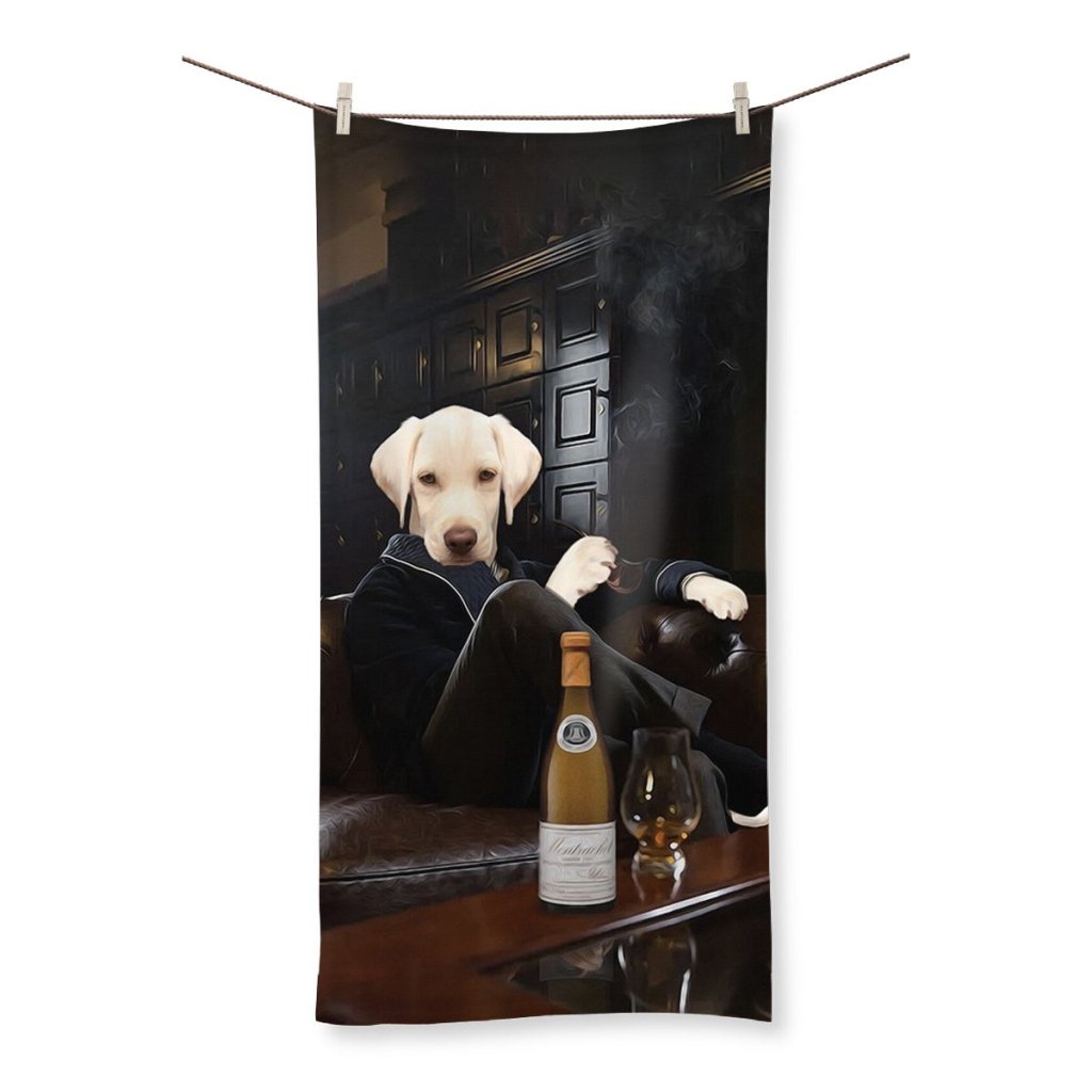 The Don with Cigar: Custom Pet Towel - Paw & Glory - Dog Portraits - Pet Portraits