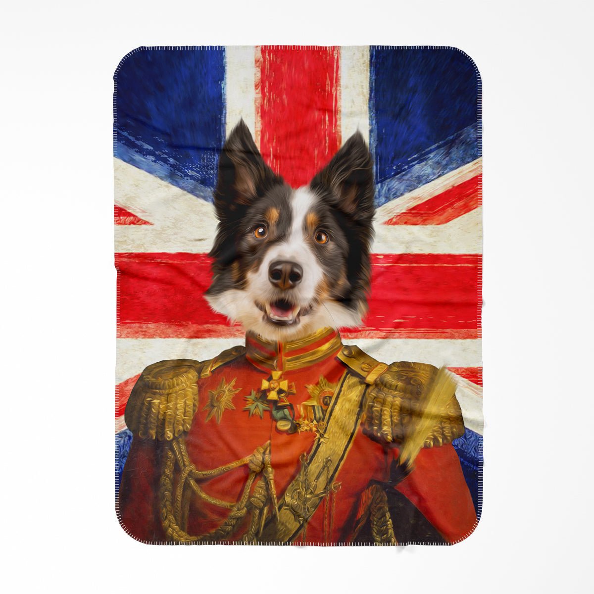 The Duke British Flag Edition: Custom Pet Blanket - Paw & Glory - Dog Portraits - Pet Portraits