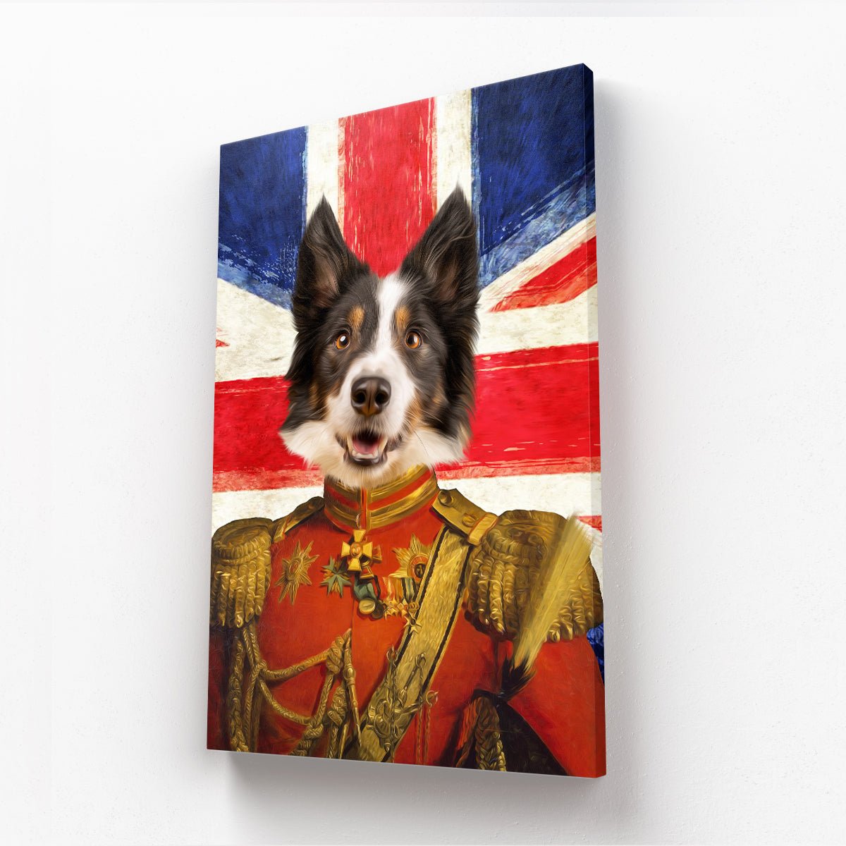 The Duke British Flag Edition: Custom Pet Canvas - Paw & Glory - Dog Portraits - Pet Portraits