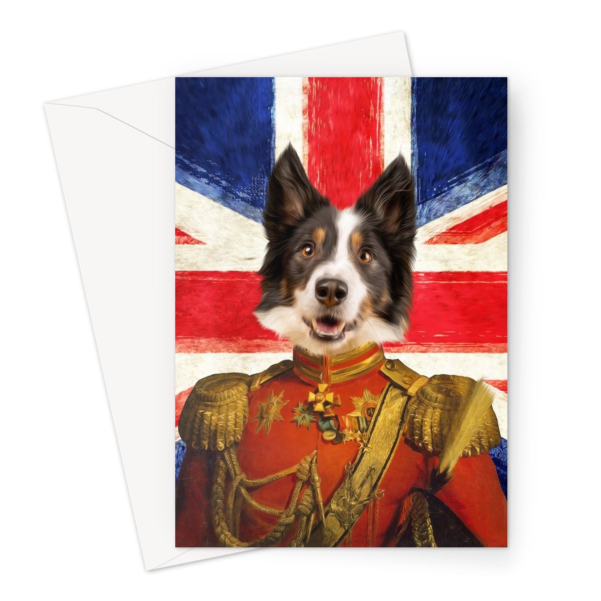 The Duke British Flag Edition: Custom Pet Greeting Card - Paw & Glory - Dog Portraits - Pet Portraits