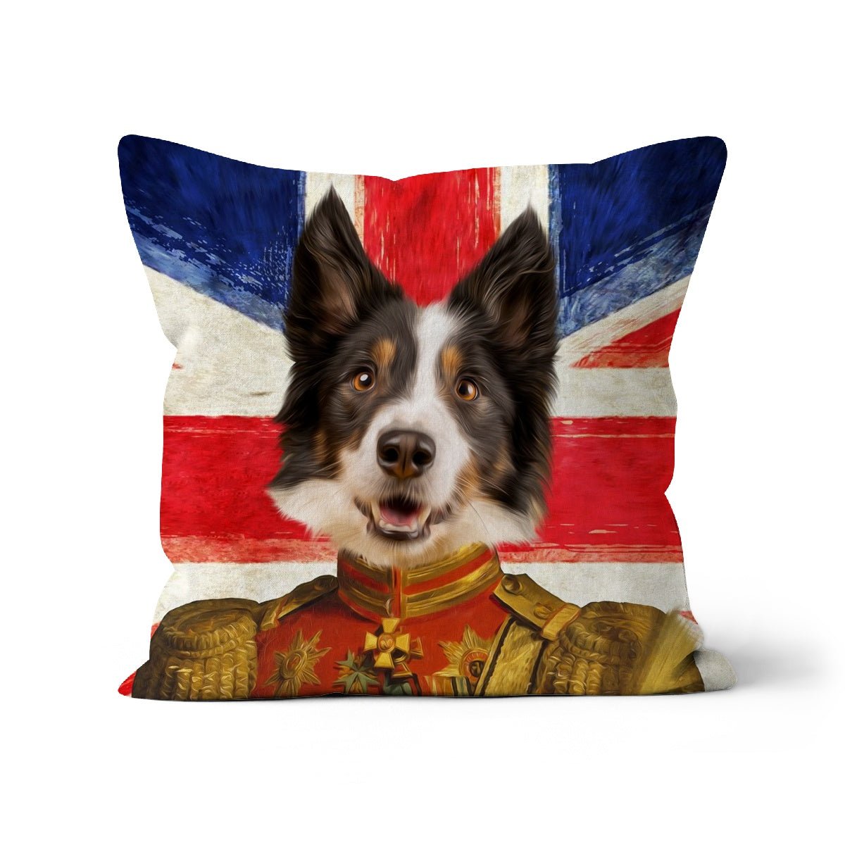 The Duke British Flag Edition: Custom Pet Pillow - Paw & Glory - Dog Portraits - Pet Portraits