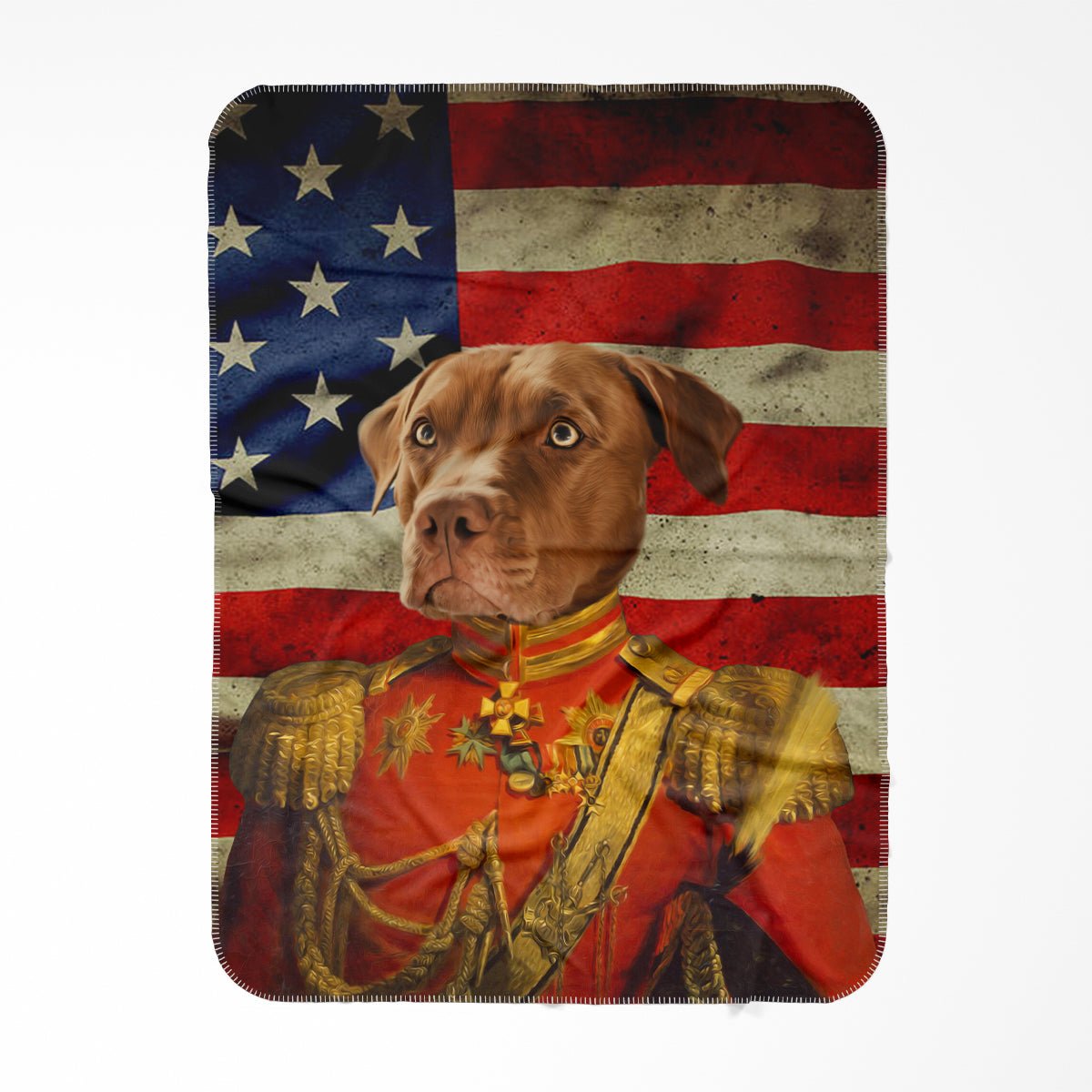 The Duke USA Flag Edition: Custom Pet Blanket - Paw & Glory - Dog Portraits - Pet Portraits