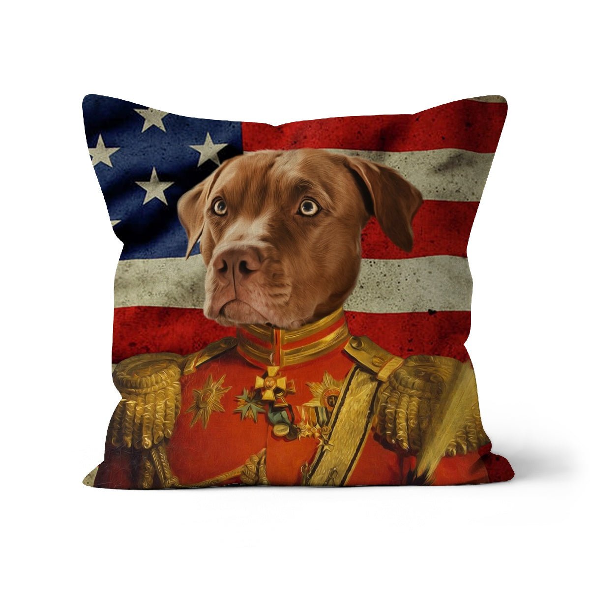 The Duke USA Flag Edition: Custom Pet Pillow - Paw & Glory - Dog Portraits - Pet Portraits