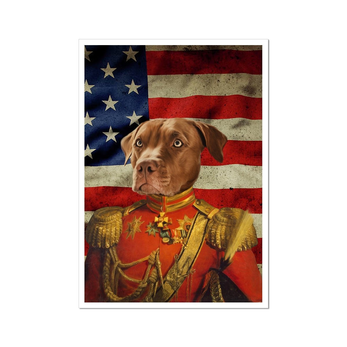 The Duke USA Flag Edition: Custom Pet Poster - Paw & Glory - Dog Portraits - Pet Portraits