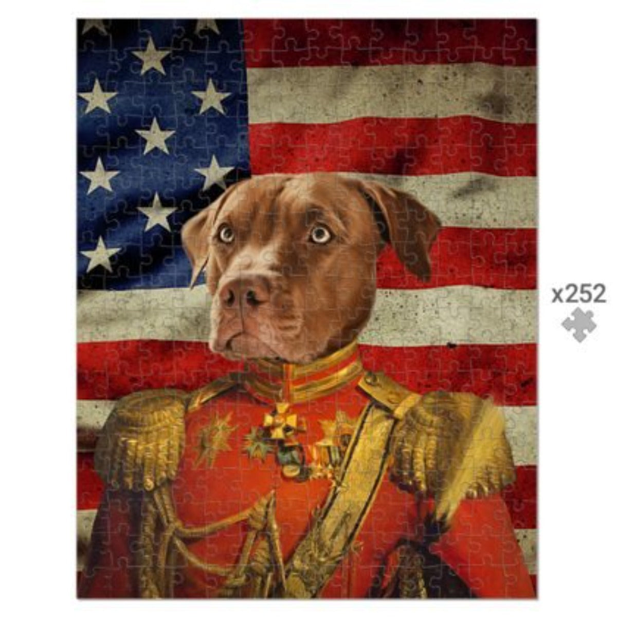 The Duke USA Flag Edition: Custom Pet Puzzle - Paw & Glory - Dog Portraits - Pet Portraits