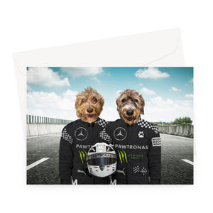 The Elite Drivers (Mercedes Inspired): Custom Pet Greeting Card - Paw & Glory - Dog Portraits - Pet Portraits