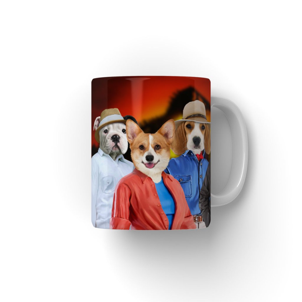 The Explorers (Jurassic Park Inspired): Custom Pet Coffee Mug - Paw & Glory - Dog Portraits - Pet Portraits