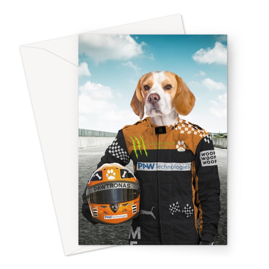 The Famous Driver (McLaren Inspired): Custom Pet Greeting Card - Paw & Glory - Dog Portraits - Pet Portraits