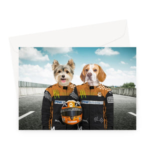 The Famous Drivers (McLaren Inspired): Custom Pet Greeting Card - Paw & Glory - Dog Portraits - Pet Portraits