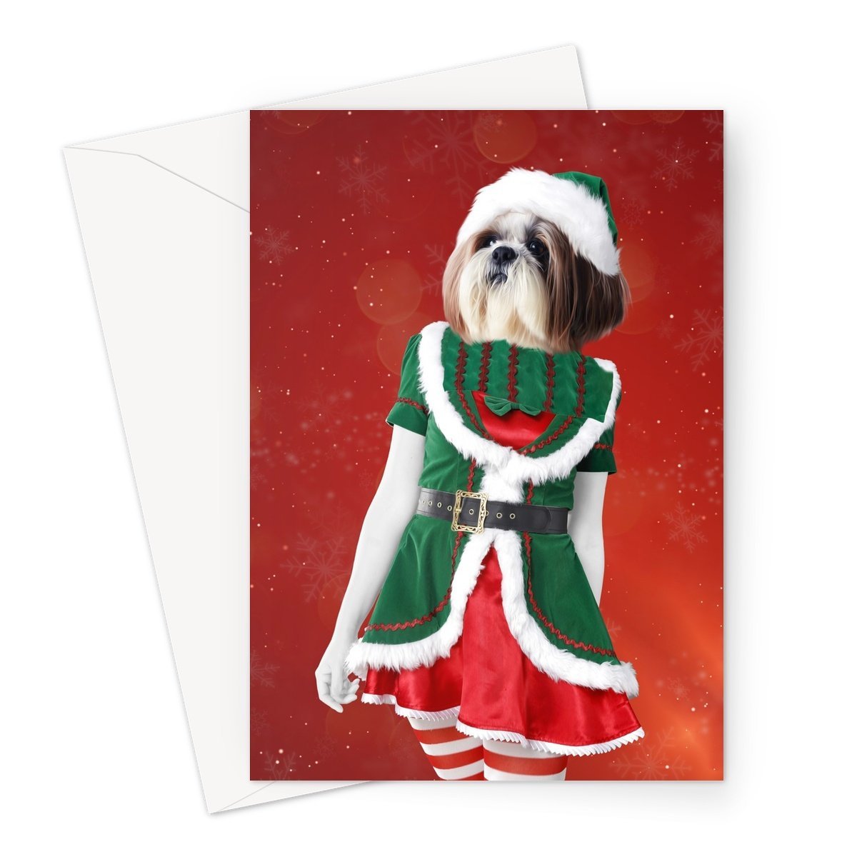 The Female Elf: Custom Pet Greeting Card - Paw & Glory - Dog Portraits - Pet Portraits