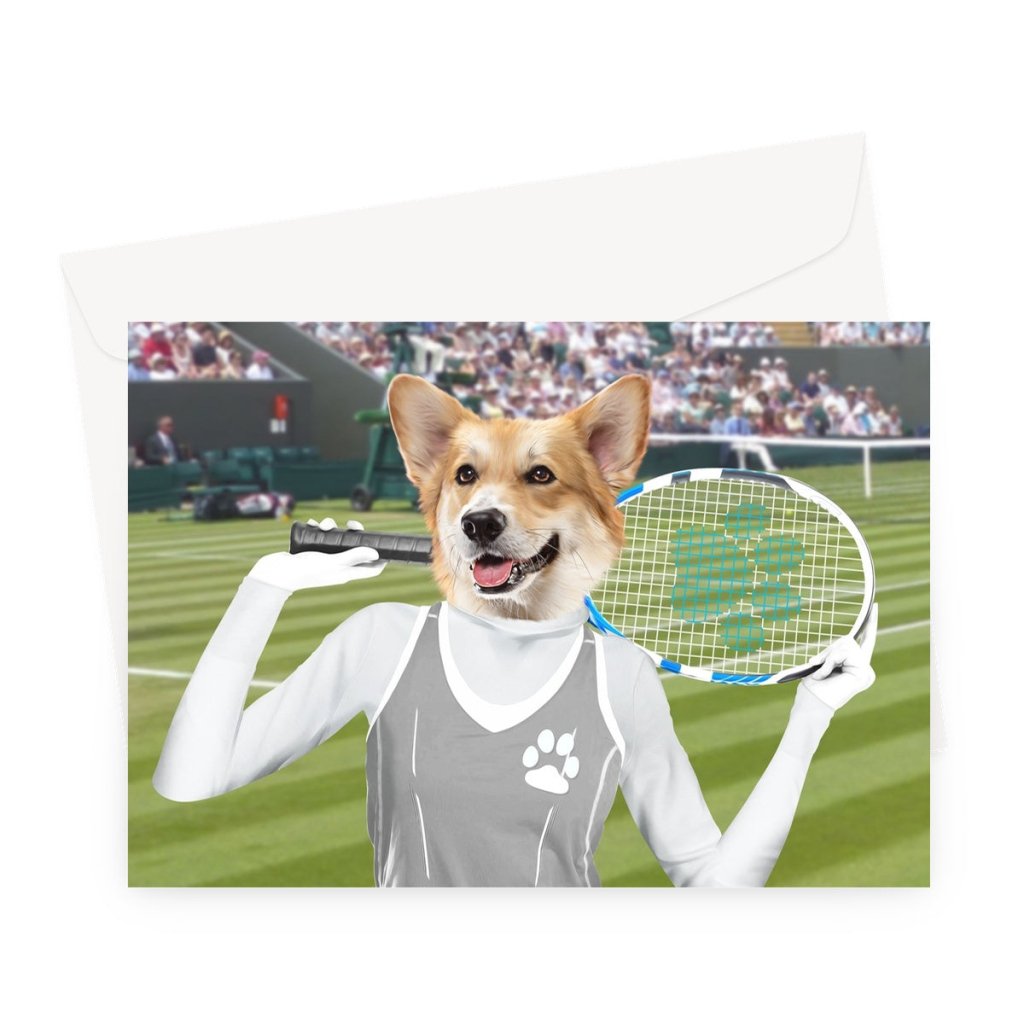 The Female Tennis Player: Custom Pet Greeting Card - Paw & Glory - Dog Portraits - Pet Portraits