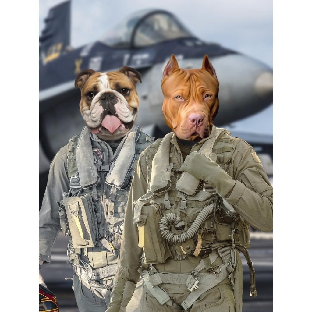 The Fighter Pilots: Custom Digital Download Pet Portrait - Paw & Glory - Dog Portraits - Pet Portraits