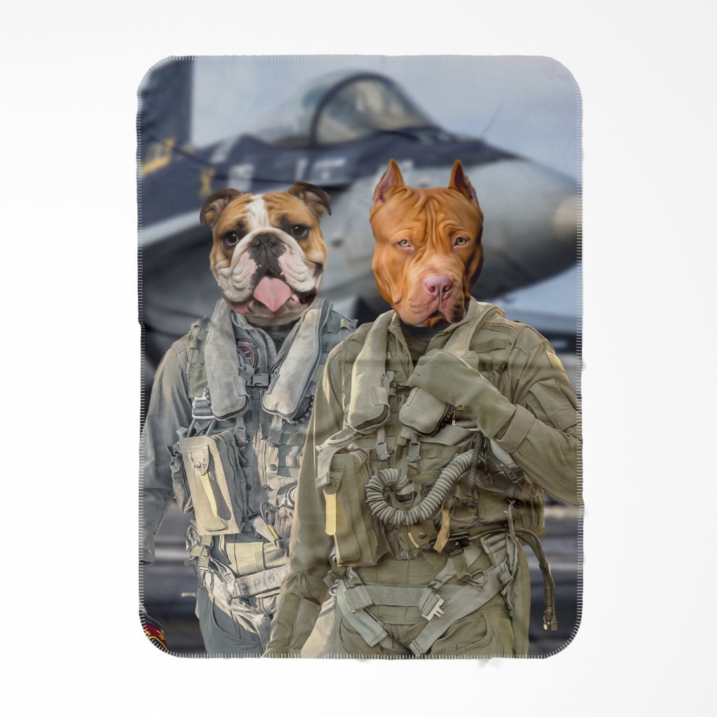 The Fighter Pilots: Custom Pet Blanket - Paw & Glory - Dog Portraits - Pet Portraits