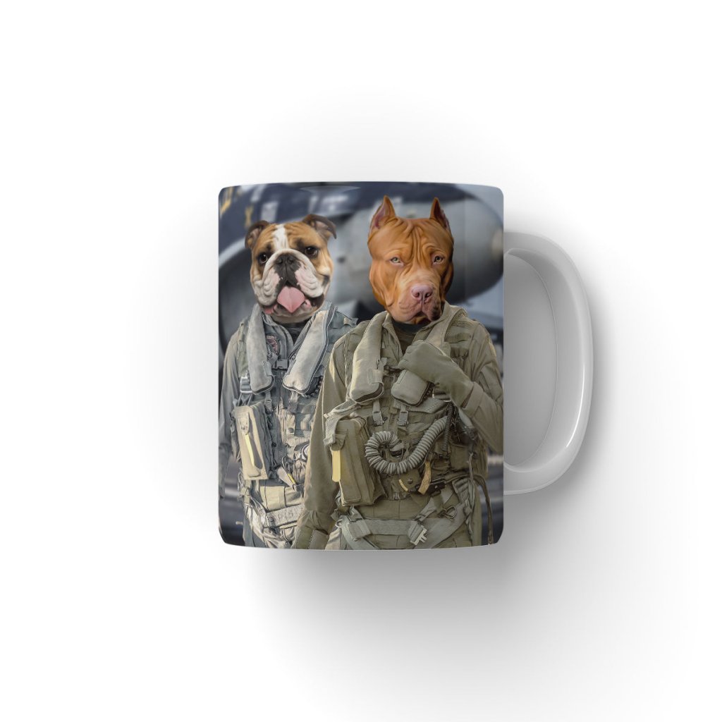 The Fighter Pilots: Custom Pet Coffee Mug - Paw & Glory - Dog Portraits - Pet Portraits