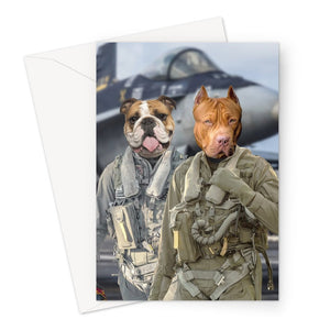 The Fighter Pilots: Custom Pet Greeting Card - Paw & Glory - Dog Portraits - Pet Portraits